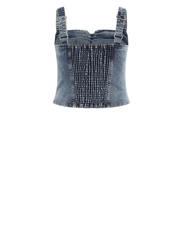 City Chic Denim Dreams Corset - mid denim -Plus size 20 New RRP $100 Must Have