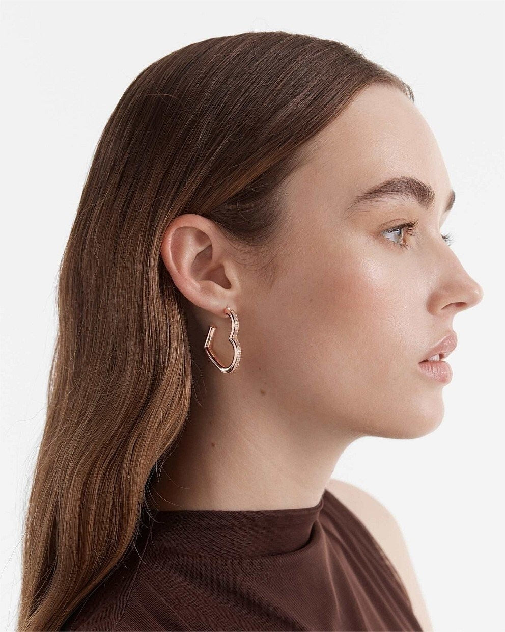 Mimco Passionate Heart Hoop Earrings Genuine NEW- Rose Gold & Crystals RRP $80