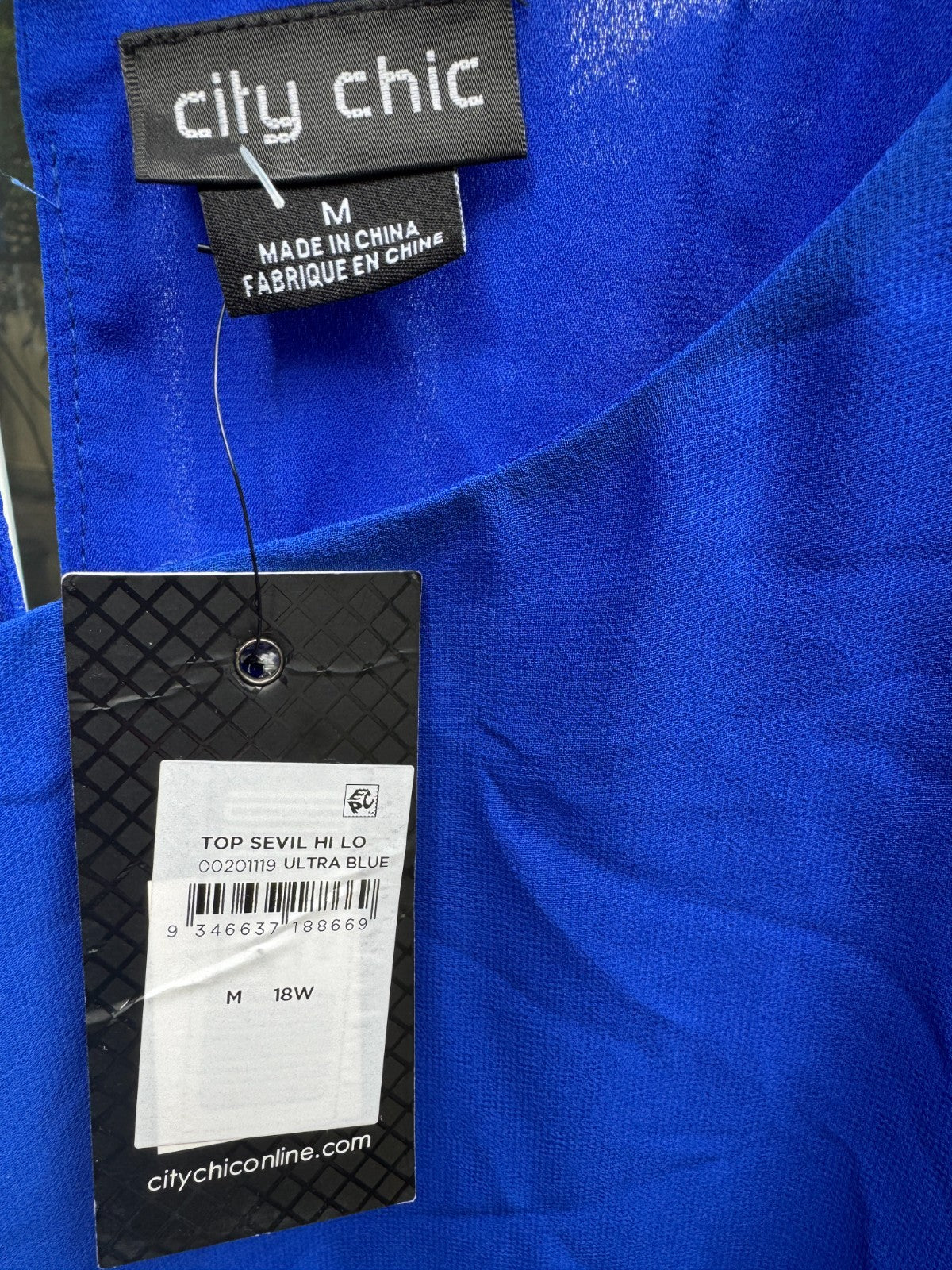 Womens CITY CHIC Sevil Hi Lo Ultra Blue Sleeveless Top - Size 18 NEW RRP $70