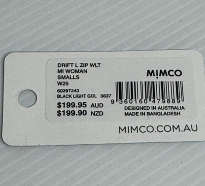 Mimco Black Leather Drift Large Zip Wallet As New rrp $199 Genuine Leather