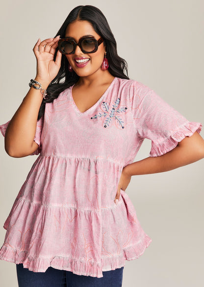 Taking Shape Cotton Pigment Foil Beaded Top Plus Size 20 New with Tag RRP $140