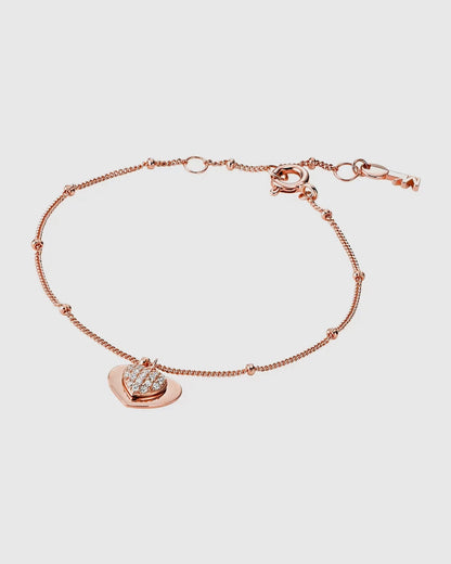 Michael Kors MK Heart Love Rose Gold Plated Silver Bracelet New RRP $245 Genuine