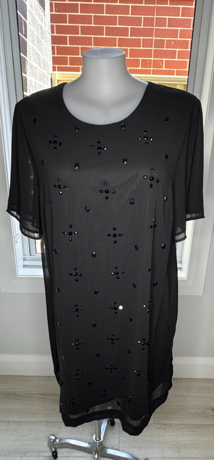 MySize Black Beaded Dress – Plus Size Evening Cocktail Plus Size S 16 RRP $130
