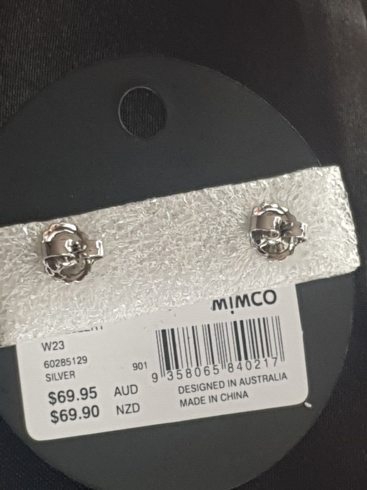 MIMCO CARNABY Earrings Studs In SILVER RRP $69.95 New + Genuine + MIMCO Dust Bag