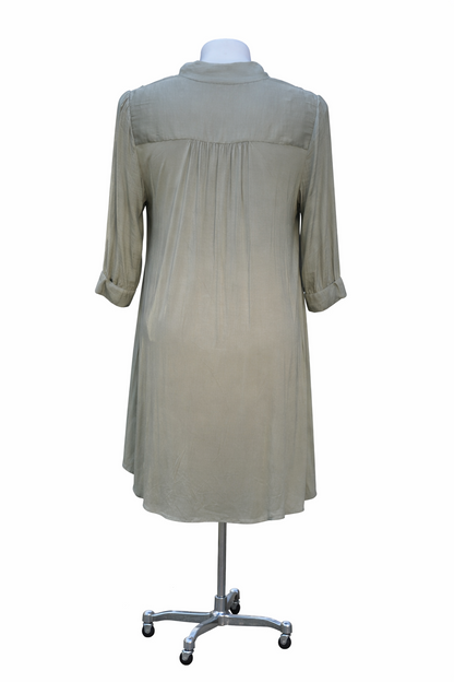Taking Shape Top Plus Size M 18-20 Sage Green Hi-Lo Tunic 3/4 Sleeve Relaxed Fit
