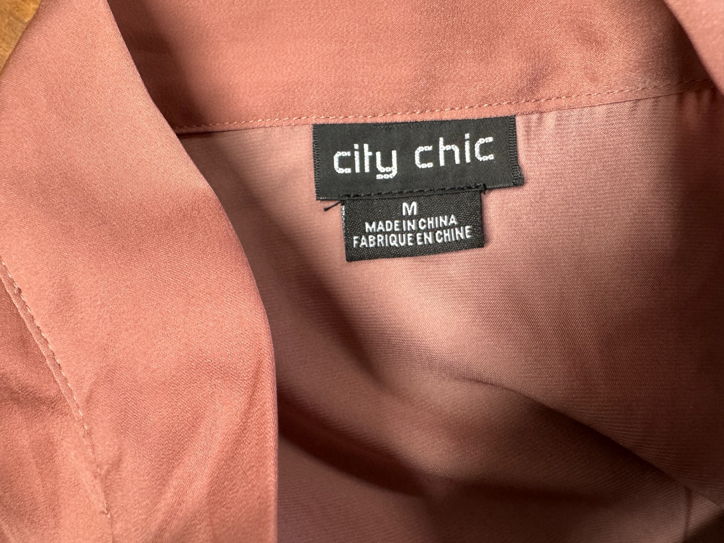 🌸 City Chic Chiffon Bow Blouse Plus Size M (18) Dusty Rose Elegant Long Sleeve