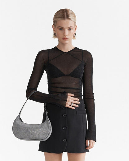 MIMCO Metropolis Silver Shoulder Bag & Pouch Brand New Genuine RRP $200 Stunning