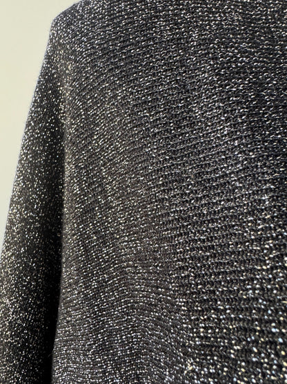 City Chic Black/Silver  Metallic Lurex Knit Top/Dress Size XL 22 Shimmer Party