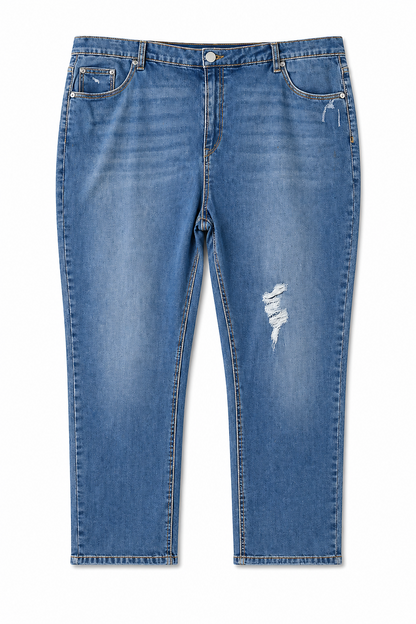 💙BeMe 7/8 Length  Distressed Jeans Plus Size 28 Stretch Dark Wash💙New with Tag