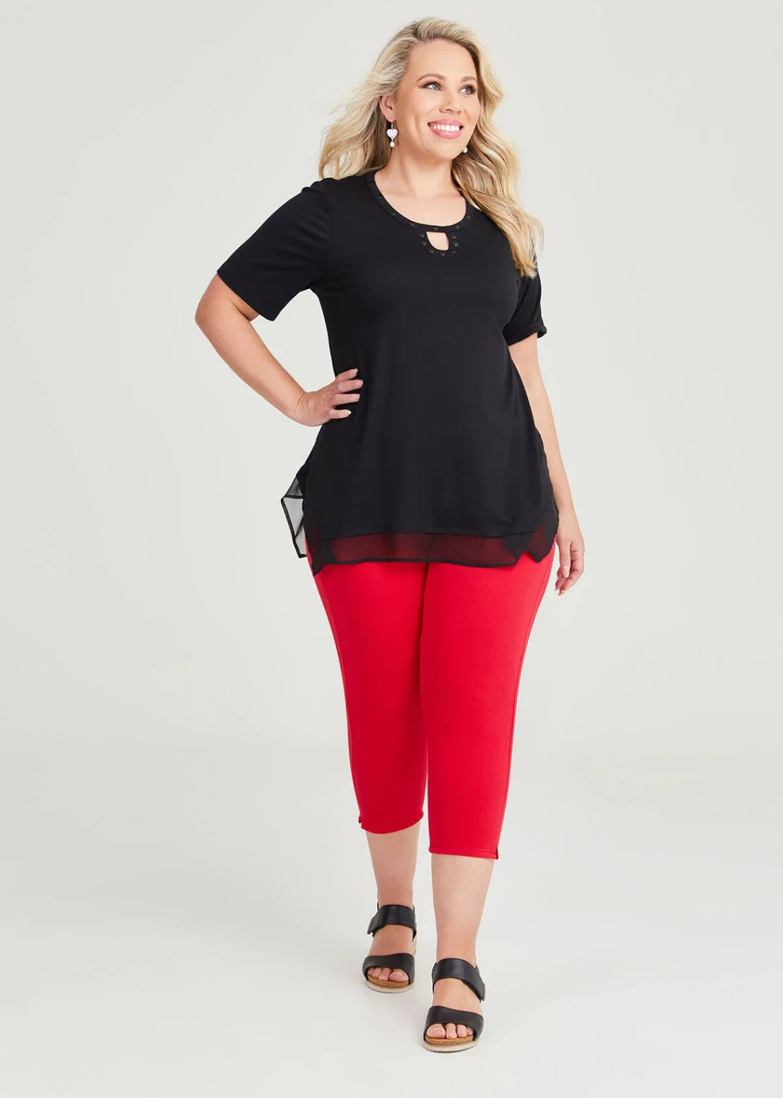 Taking Shape Cotton Black Embellished Chiffon Top  Plus Size 22 New 🖤 RRP $100