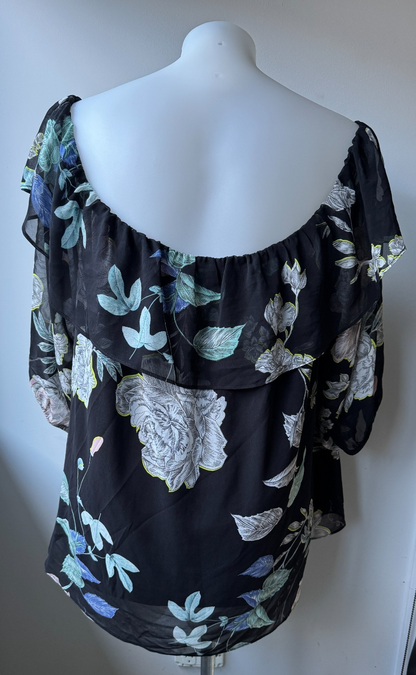 City Chic Ladies Peony short Sleeve Top Plus Size XXL 24 RRP $120 🖤 Stunning 🖤