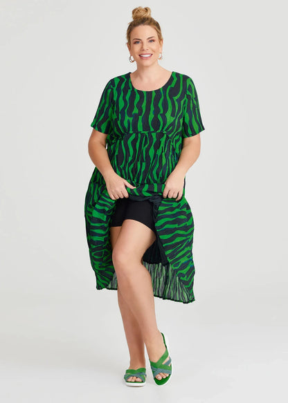 Taking Shape 100% Cotton Gauze Favourite Dress sze 14 in Green/Navy RRP $150 NEW