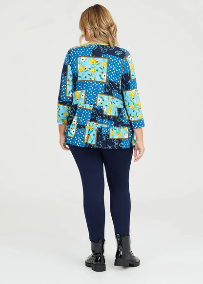 Taking Shape Natural Mix Media Top Plus Size Women’s V Neck Tiered Plus Size 12
