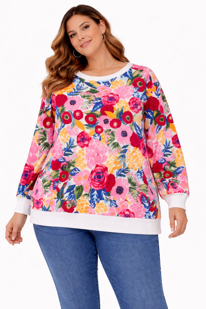 🌸 Taking Shape Cotton Floral Sweatshirt Plus Size 28 Bright Print  🌸  As New