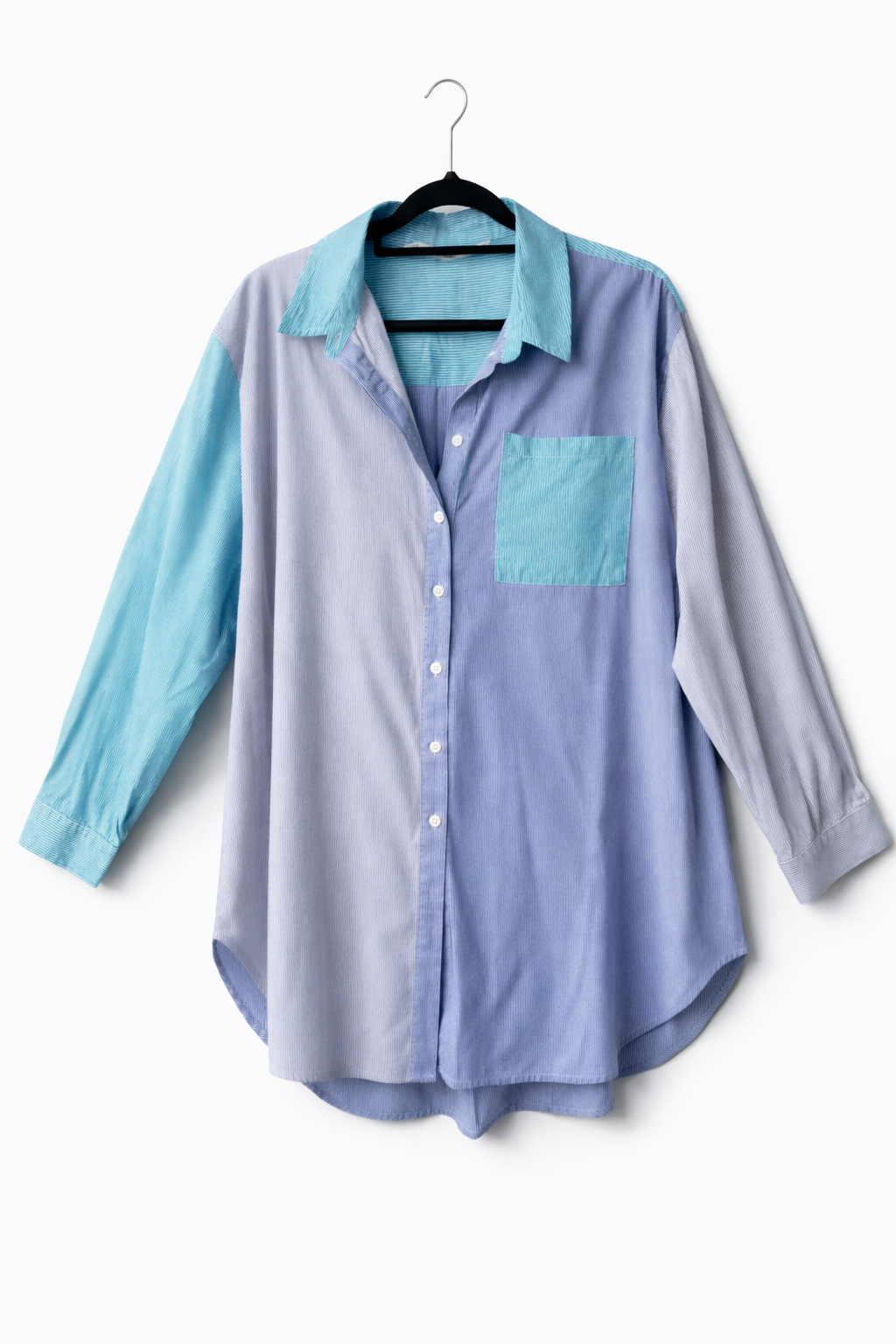 Taking Shape Cotton Stripe Boyfriend Shirt Plus Size 16 Blue Colour Block Button