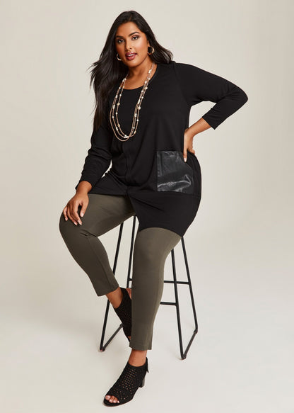 Taking Shape Bamboo Ponte Set The Tone Tunic in Black Plus Size 18 RRP $140 NEW