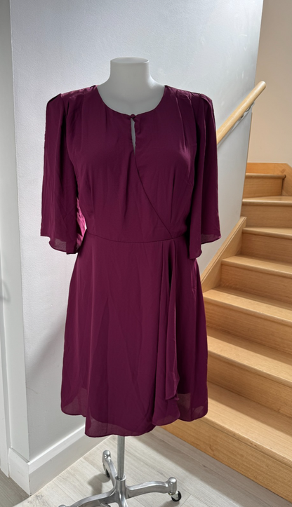 🌹 City Chic Women’s Jolie Wrap Dress – Wine – Size S Plus 16 RRP: $120 NEW
