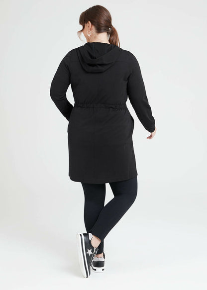 Taking Shape Bamboo Ponte Hooded Long Jacket PLUS SIZE S (14-16) New RRP $170