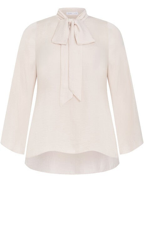 City Chic Mahalia Neck Tie Top - champagne XXL Plus size 24 New RRP $95
