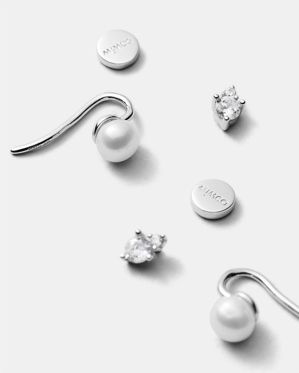 MIMCO Fond Earring Set 925 Sterling Silver CZ Pearl 3 Pack NEW Dust Bag RRP $150