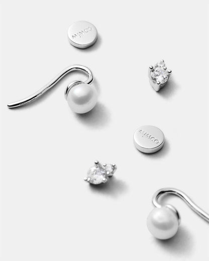 MIMCO Fond Earring Set 925 Sterling Silver CZ Pearl 3 Pack NEW Dust Bag RRP $150