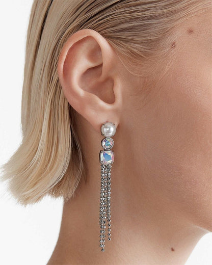 MIMCO City Scape Drop Earrings Silver  RRP $99 Genuine New + Dust Bag