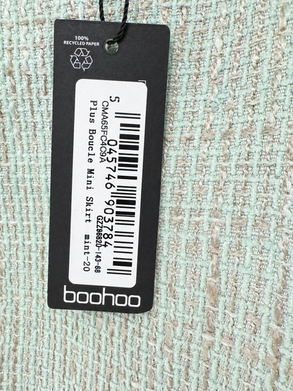 Boohoo Plus Boucle Blazer & Skirt Set Mint Green Size 20 Oversized RRP $182 NEW