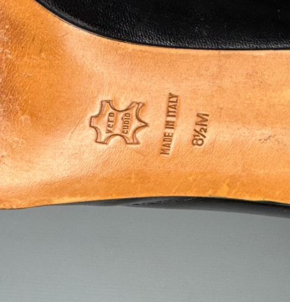 Vintage Garolini black peep toe pumps, Italian RARE FIND, size 8.5M Leather