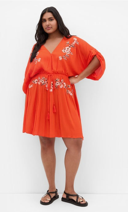 City Chic Seville Tunic Dress - tiger lily Plus Size L - 20 RRP $90