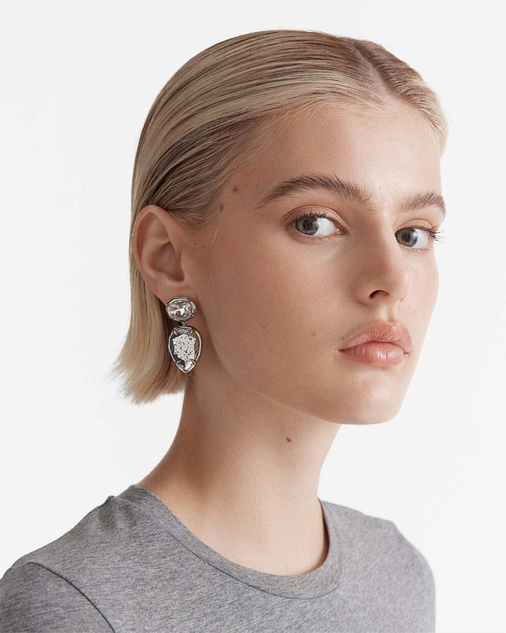 MIMCO Earrings Reflective Drop Silver Crystal Silver Tone New Genuine RRP $99