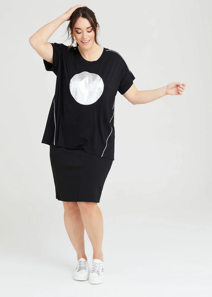 Taking Shape Bamboo Silver Foil Print Top Plus Size XS (14-16) New RRP 109