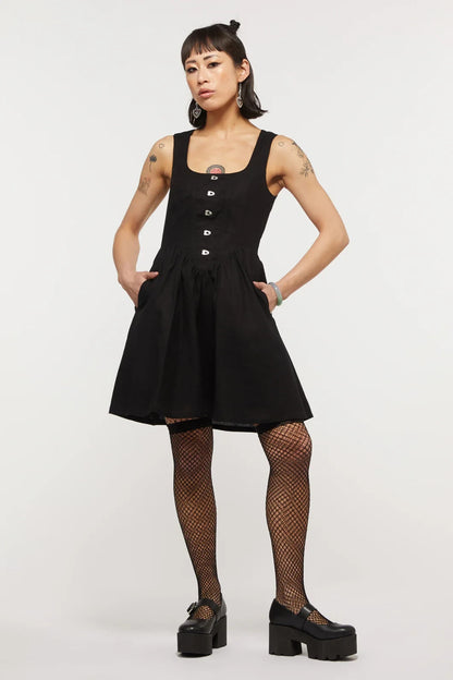 DANGERFIELD CARPE DIEM BLACK COTTON GOTH PUNK EMO CORSET DRESS *NEW* 20 RRP $108