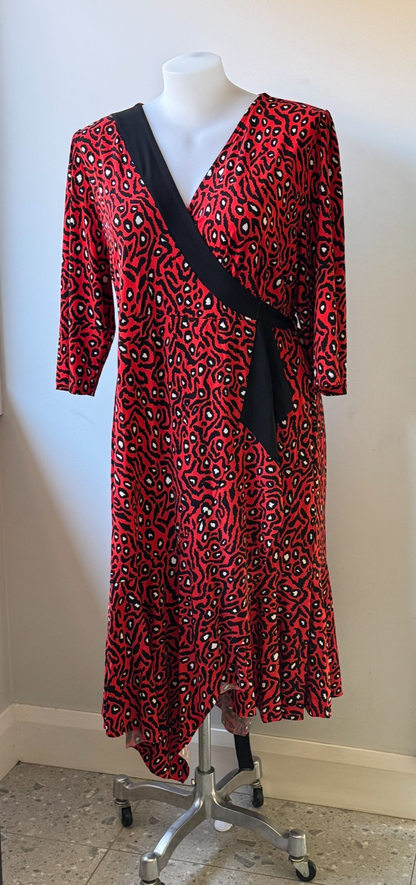 TAKING SHAPE Womens Animal Print Wrap Dress Red & Black Size 24🖤❤️RRP $170🖤❤️
