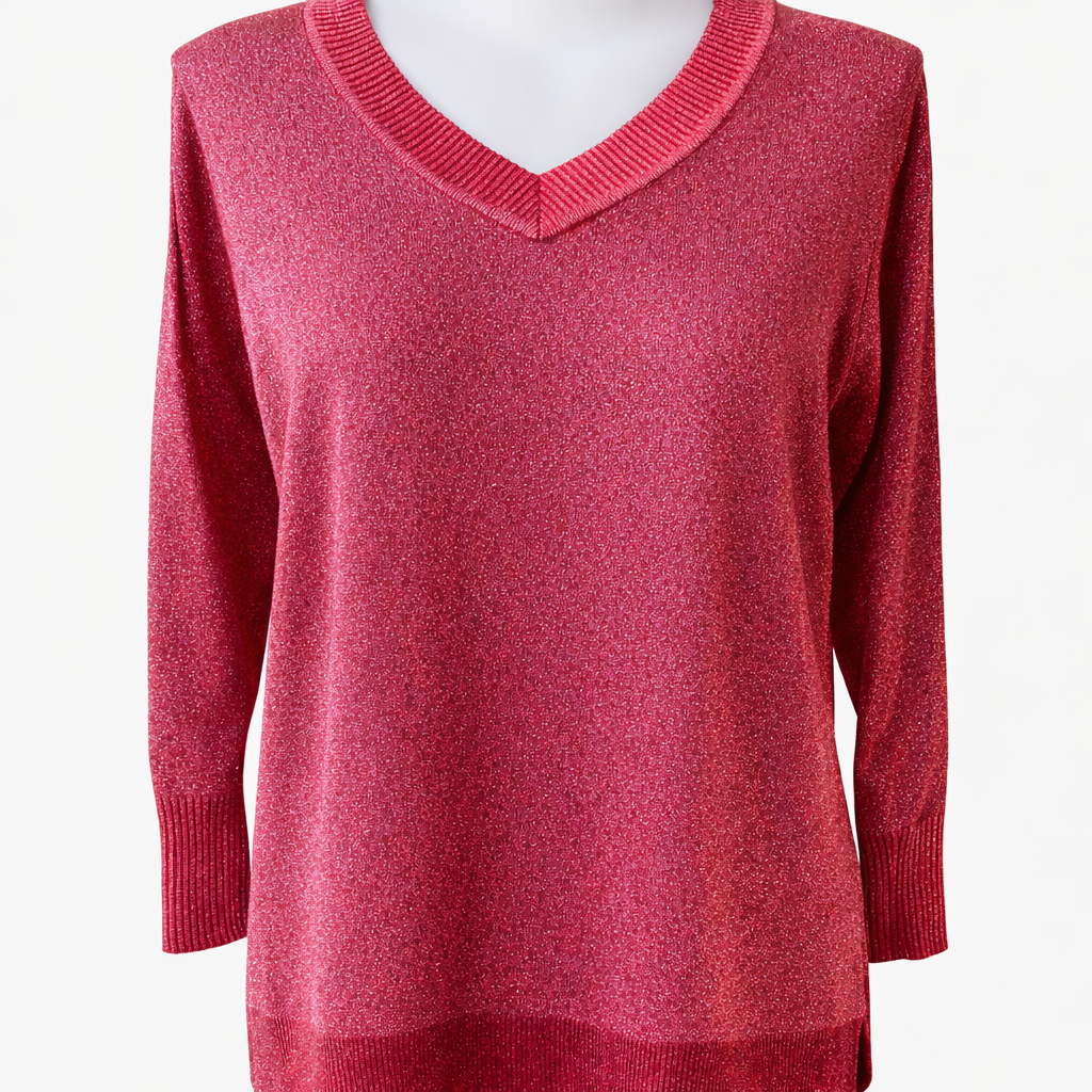 BEME Lurex Long Sleeve Knit Top Plus Size 20 (L) Red New RRP $95 🌟 Stunning🌟