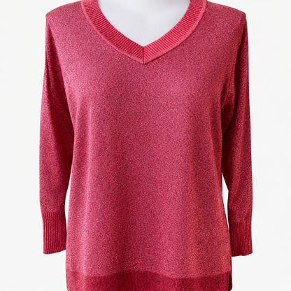 BEME Lurex Long Sleeve Knit Top Plus Size 20 (L) Red New RRP $95 🌟 Stunning🌟
