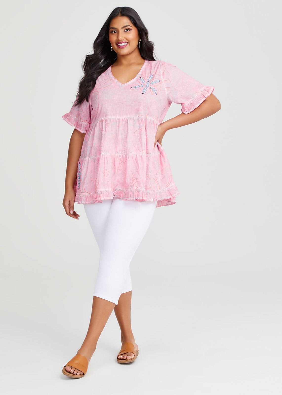 Taking Shape Cotton Pigment Foil Beaded Top Plus Size 20 New with Tag RRP $140