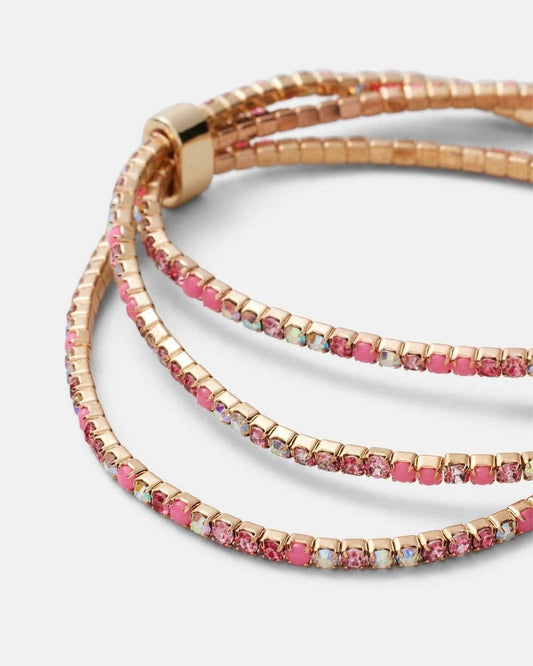 MIMCO TRIO WRIST Bracelet  Stretch Bead Shimmy Pink + Dust Bag New Genuine