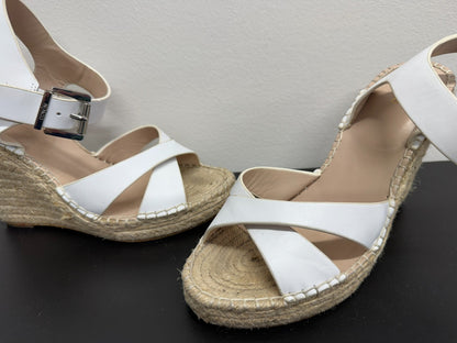 MIMCO Leather Flatform Wedge Heels Sandals - White - EU 40 / AU 9