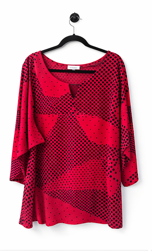 ❤️ Calvin Klein Red Polka Dot Top Plus Size 3X (22-24) Stretch Statement Piece