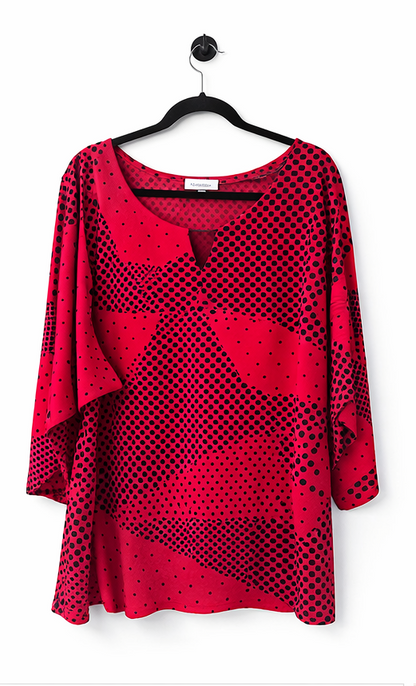 ❤️ Calvin Klein Red Polka Dot Top Plus Size 3X (22-24) Stretch Statement Piece