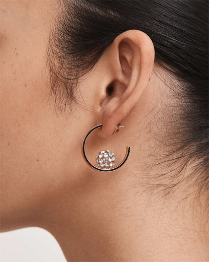 Mimco New Genuine Carnaby Hoop Rose Gold & Black Earrings + Dust Bag RRP $89.90