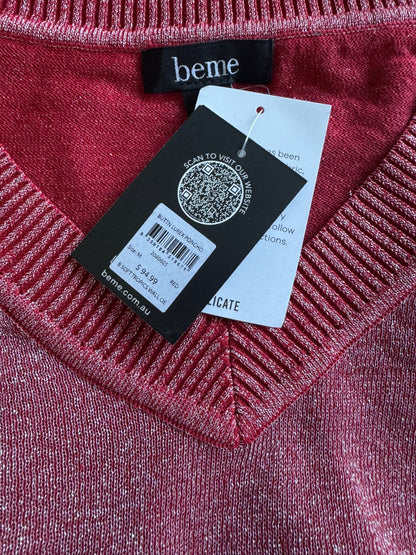 BEME Lurex Long Sleeve Knit Top Plus Size 20 (L) Red New RRP $95 🌟 Stunning🌟