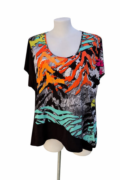 💖Taking Shape Plus Size XL (22–24) Abstract Print Top Stretch No Iron 💖