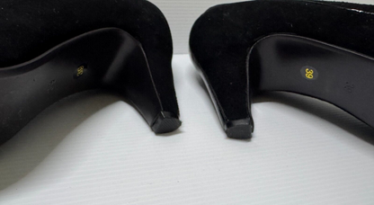 Stylish Black Patent  Black Leather and Suede Shoes Pumps Size 8.5 Aus 39 Eu