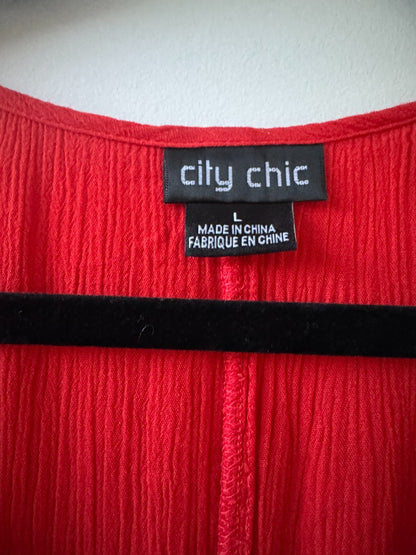 City Chic Seville Tunic Dress - tiger lily Plus Size L - 20 RRP $90
