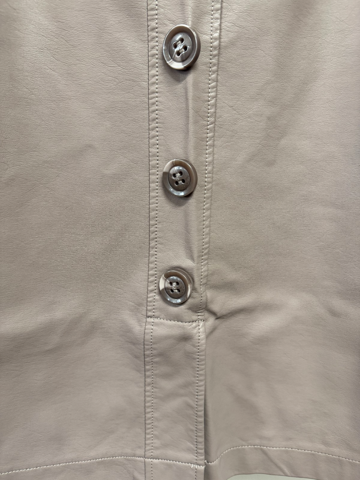 City Chic Skirt Plus Size XL 22 Tan Faux Leather Button Front Fully Lined As New