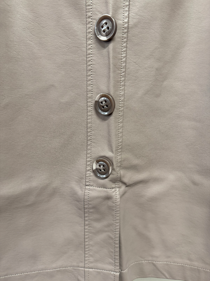 City Chic Skirt Plus Size XL 22 Tan Faux Leather Button Front Fully Lined As New