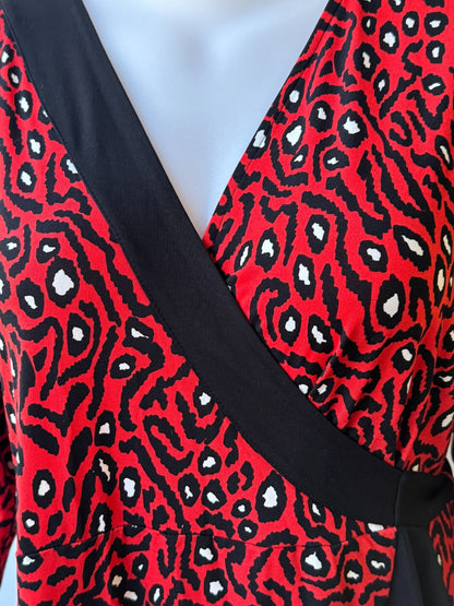 TAKING SHAPE Womens Animal Print Wrap Dress Red & Black Size 24🖤❤️RRP $170🖤❤️