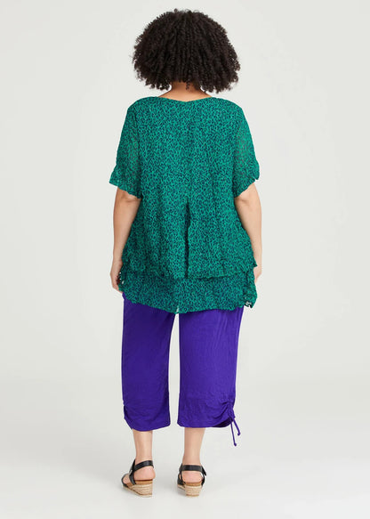 Taking Shape Top  Womens Green Animal Print  Plus Size 14 New RRP $149