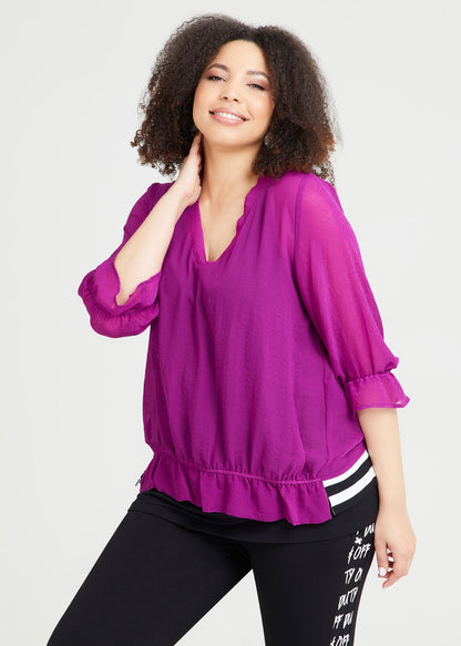Taking Shape Chiffon Bron Ruffle Top Plus Size 14 New With Tag RRP $149.95